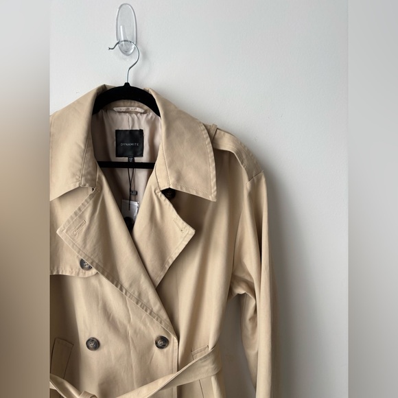 Dynamite Beige Trench Coat Belted Maxi Soft Sand Double Breasted Classic - Picture 2 of 10